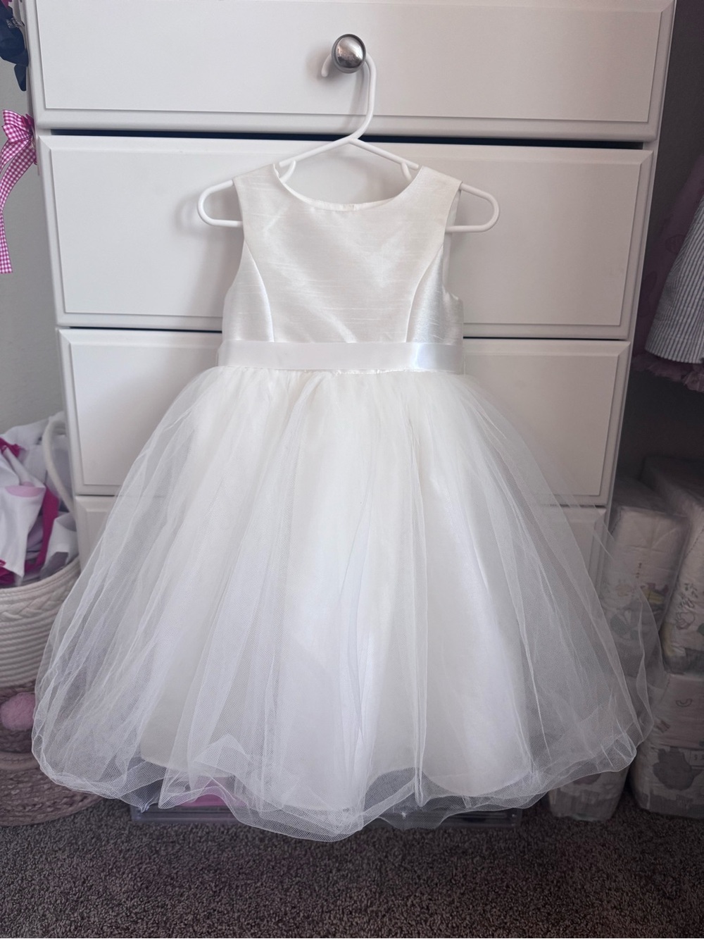 Ivory Satin & Tulle Flower Girl Dress